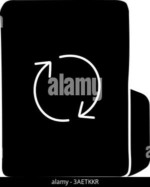Sync folder black hand drawn icon Stock Vector