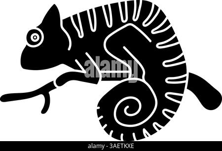 Chameleon on tree branch icon Stock Vector