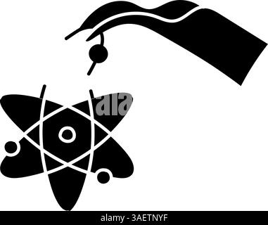 Artificially modified atom black hand drawn icon Stock Vector