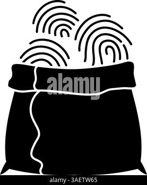Fingerprint identity harvest black hand drawn icon Stock Vector