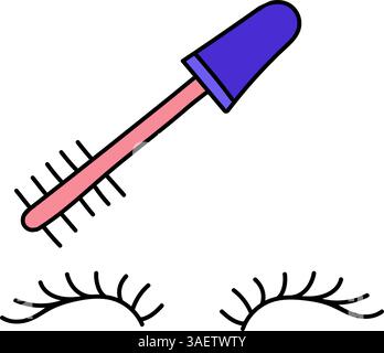 cosmetic make up eyelash hand drawn color vector illustration Stock Vector