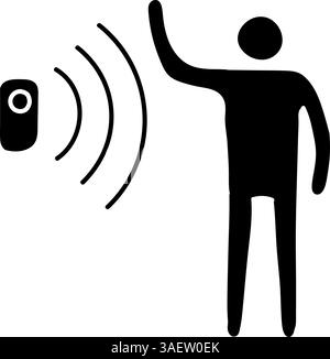 Motion sensor black hand drawn icon Stock Vector