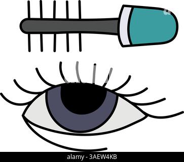 cosmetic make up eyelash hand drawn color vector illustration Stock Vector