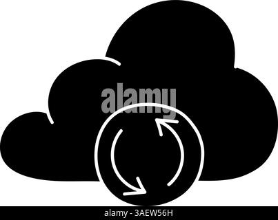 Cloud syncing black hand drawn icon Stock Vector