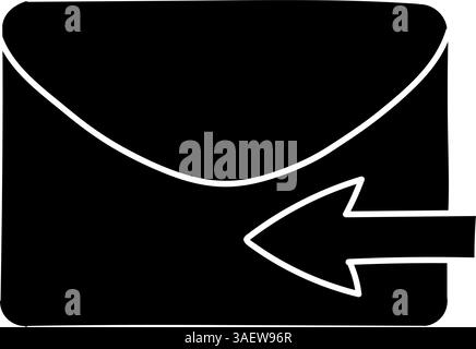 Reply email black hand drawn icon Stock Vector
