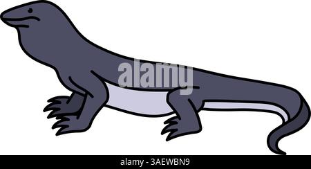 komodo dragon animal reptile hand drawn color vector illustration Stock Vector