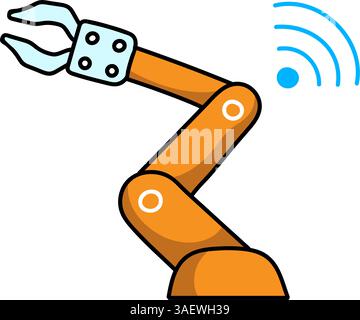wireless connected robotic arm hand drawn color vector illustration Stock Vector