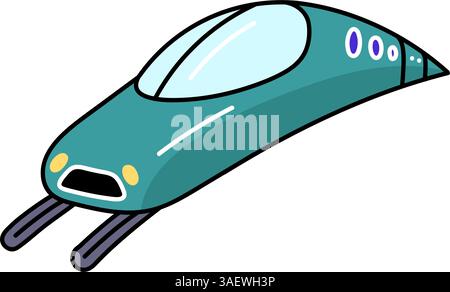 bullet train hand drawn color vector illustration Stock Vector