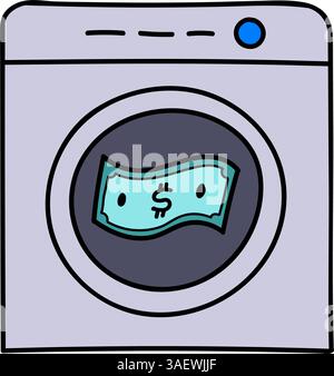money laundry hand drawn color vector illustration Stock Vector Image ...