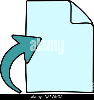 upload document hand drawn color vector illustration Stock Vector