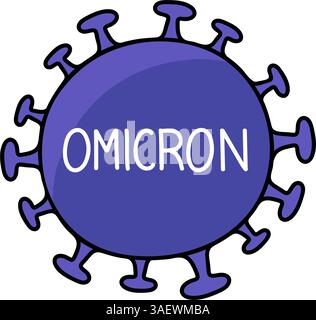 omicron variant coronavirus hand drawn color vector illustration Stock Vector