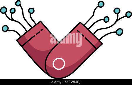 robot hand drawn color vector illustration Stock Vector