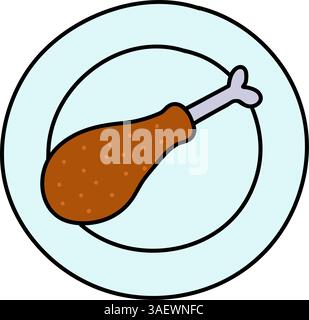 chicken drum hand drawn color vector illustration Stock Vector