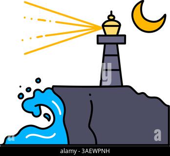 Hand drawn Lighthouse icon in doodle style isolated Stock Vector Image ...