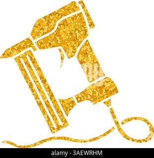Air nailer nail gun tool drawing in gold color style Stock Vector