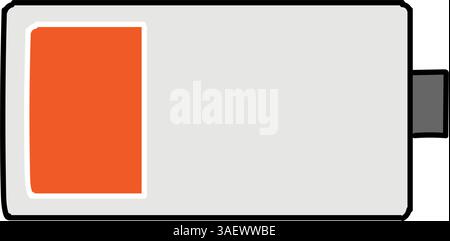 low battery hand drawn color vector illustration Stock Vector