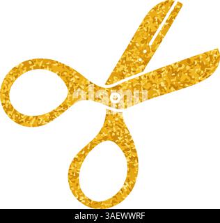 Scissor drawing in gold color style Stock Vector