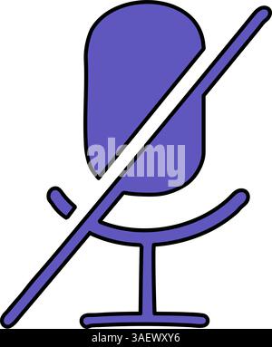 microphone disabled hand drawn color vector illustration Stock Vector