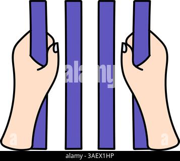 jail bars hand drawn color vector illustration Stock Vector