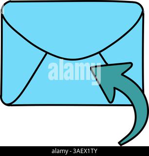 reply email hand drawn color vector illustration Stock Vector
