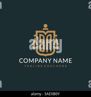 Initial BA logo for law firm with luxury modern scale and shield icon logo design vector graphic Stock Vector