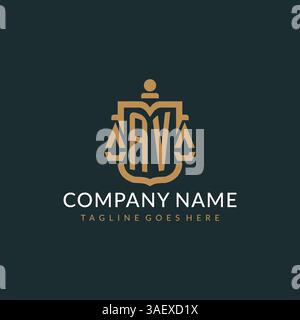 Initial AV logo for law firm with luxury modern scale and shield icon logo design vector graphic Stock Vector