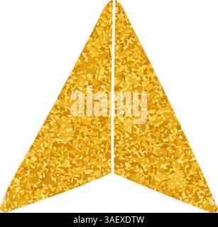 drawing in gold color style map pin arrow head Stock Vector