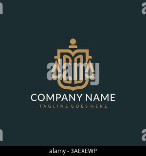 Initial CD logo for law firm with luxury modern scale and shield icon logo design vector graphic Stock Vector