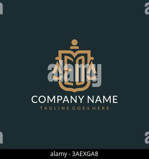 Initial EO logo for law firm with luxury modern scale and shield icon logo design vector graphic Stock Vector