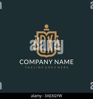 Initial CX logo for law firm with luxury modern scale and shield icon logo design vector graphic Stock Vector