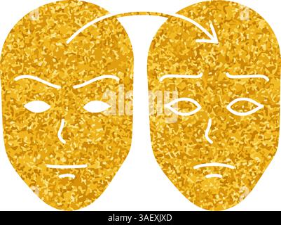 Deep fake icon face swap drawing in gold color style Stock Vector Image ...