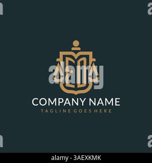Initial ED logo for law firm with luxury modern scale and shield icon logo design vector graphic Stock Vector