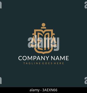 Initial EN logo for law firm with luxury modern scale and shield icon logo design vector graphic Stock Vector
