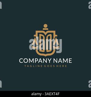 Initial DO logo for law firm with luxury modern scale and shield icon logo design vector graphic Stock Vector