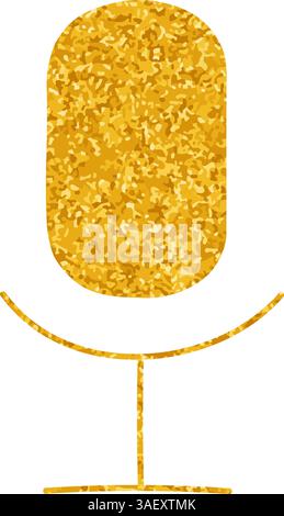 Microphone drawing in gold color style Stock Vector