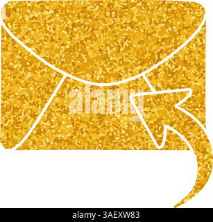 Reply email drawing in gold color style Stock Vector
