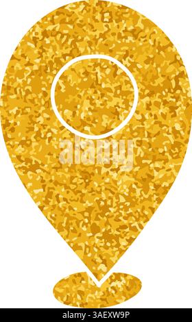 drawing in gold color style map pin icon Stock Vector