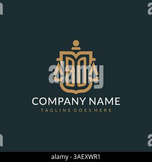 Initial BO logo for law firm with luxury modern scale and shield icon logo design vector graphic Stock Vector