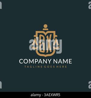 Initial GX logo for law firm with luxury modern scale and shield icon logo design vector graphic Stock Vector