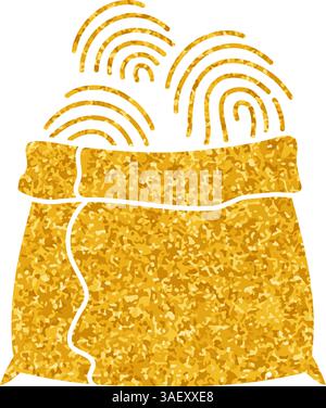 Fingerprint identity harvest drawing in gold color style Stock Vector