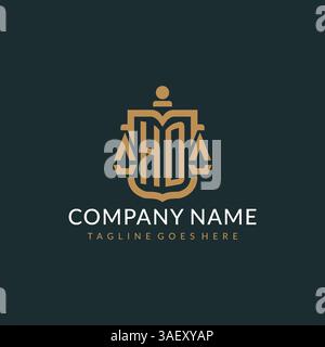 Initial HD logo for law firm with luxury modern scale and shield icon logo design vector graphic Stock Vector