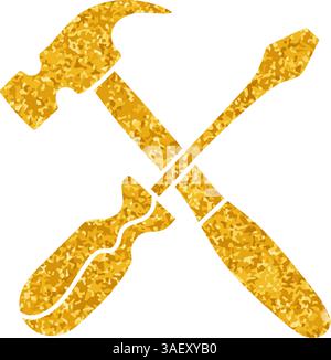 Setting drawing in gold color style Stock Vector