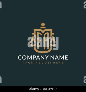 Initial FA logo for law firm with luxury modern scale and shield icon logo design vector graphic Stock Vector