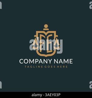Initial FE logo for law firm with luxury modern scale and shield icon logo design vector graphic Stock Vector