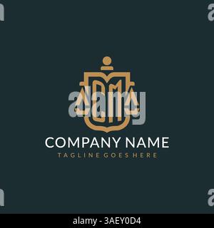 Initial CM logo for law firm with luxury modern scale and shield icon logo design vector graphic Stock Vector