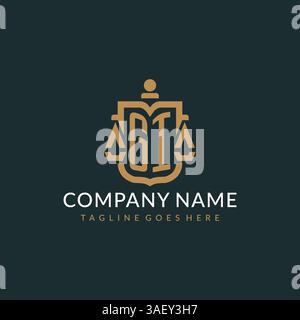 Initial GI logo for law firm with luxury modern scale and shield icon logo design vector graphic Stock Vector