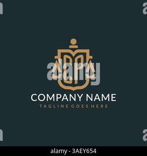 Initial CP logo for law firm with luxury modern scale and shield icon logo design vector graphic Stock Vector