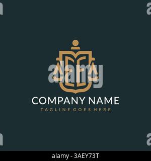 Initial EE logo for law firm with luxury modern scale and shield icon logo design vector graphic Stock Vector