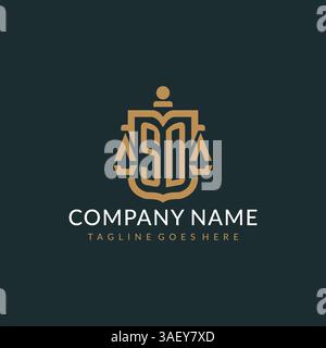 Initial SD logo for law firm with luxury modern scale and shield icon logo design vector graphic Stock Vector