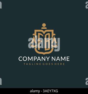 Initial FB logo for law firm with luxury modern scale and shield icon logo design vector graphic Stock Vector